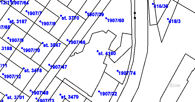 Parcela st. 4180 v KÚ Náchod, Katastrální mapa