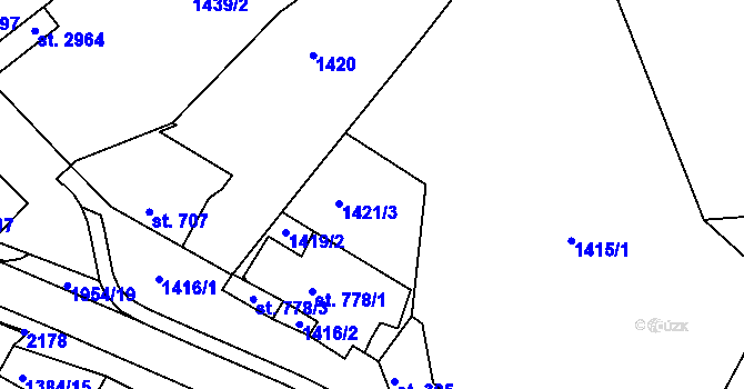 Parcela st. 1415/3 v KÚ Náchod, Katastrální mapa