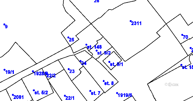 Parcela st. 9/2 v KÚ Náchod, Katastrální mapa