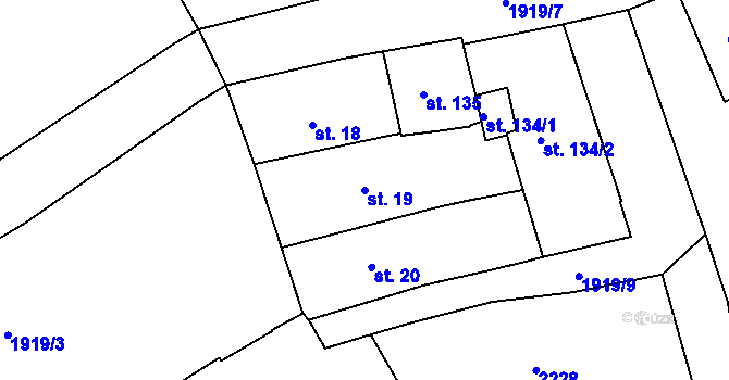 Parcela st. 19 v KÚ Náchod, Katastrální mapa