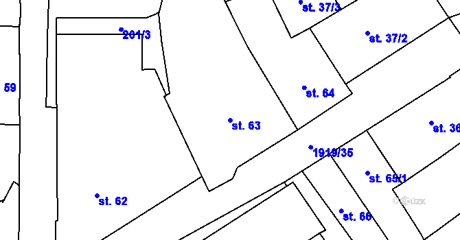 Parcela st. 63 v KÚ Náchod, Katastrální mapa