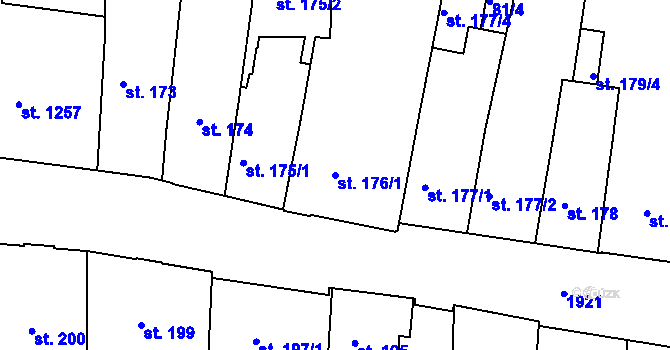 Parcela st. 176/1 v KÚ Náchod, Katastrální mapa