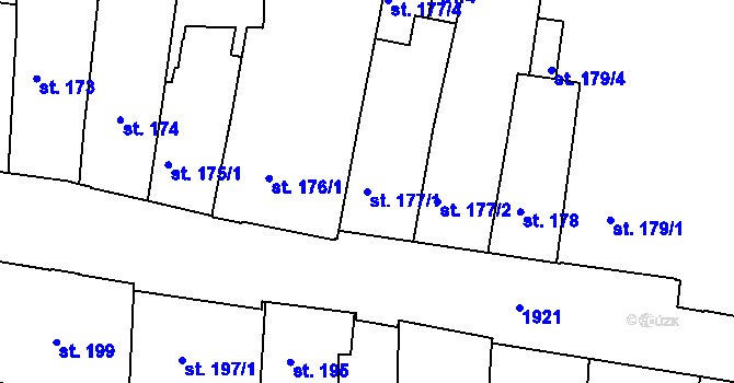 Parcela st. 177/1 v KÚ Náchod, Katastrální mapa