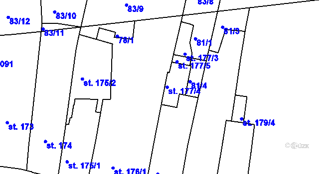 Parcela st. 177/4 v KÚ Náchod, Katastrální mapa