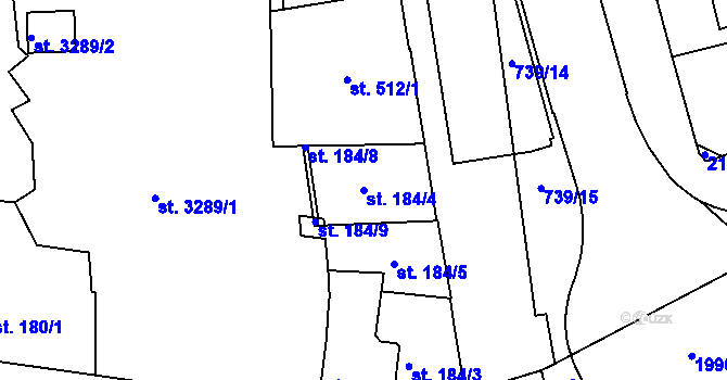 Parcela st. 184/4 v KÚ Náchod, Katastrální mapa