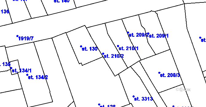 Parcela st. 210/2 v KÚ Náchod, Katastrální mapa