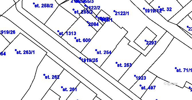Parcela st. 254 v KÚ Náchod, Katastrální mapa
