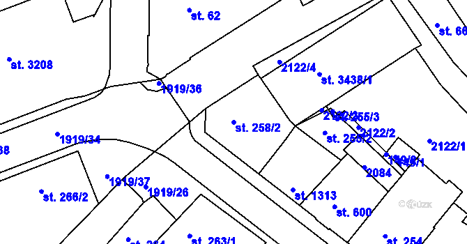 Parcela st. 258/2 v KÚ Náchod, Katastrální mapa