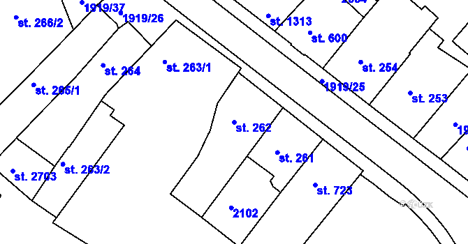 Parcela st. 262 v KÚ Náchod, Katastrální mapa