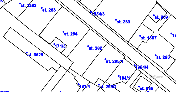 Parcela st. 282 v KÚ Náchod, Katastrální mapa