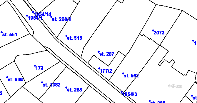 Parcela st. 287 v KÚ Náchod, Katastrální mapa
