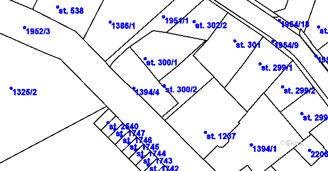 Parcela st. 300/2 v KÚ Náchod, Katastrální mapa