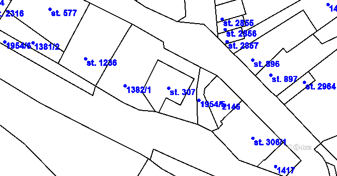 Parcela st. 307 v KÚ Náchod, Katastrální mapa