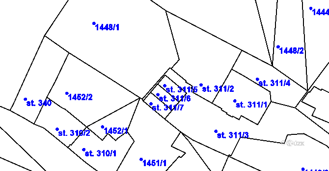 Parcela st. 311/5 v KÚ Náchod, Katastrální mapa