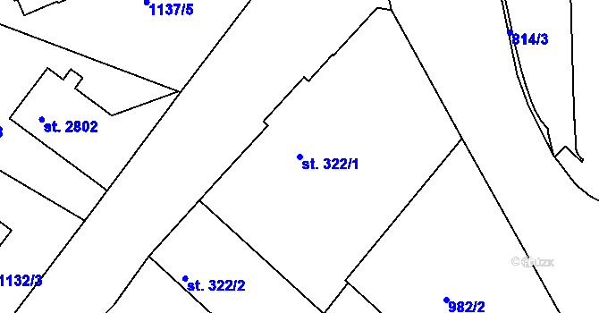 Parcela st. 322/1 v KÚ Náchod, Katastrální mapa
