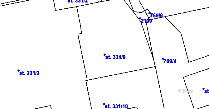 Parcela st. 331/9 v KÚ Náchod, Katastrální mapa