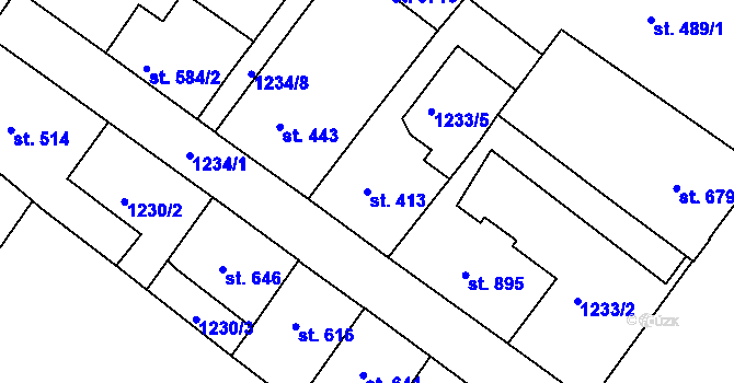 Parcela st. 413 v KÚ Náchod, Katastrální mapa
