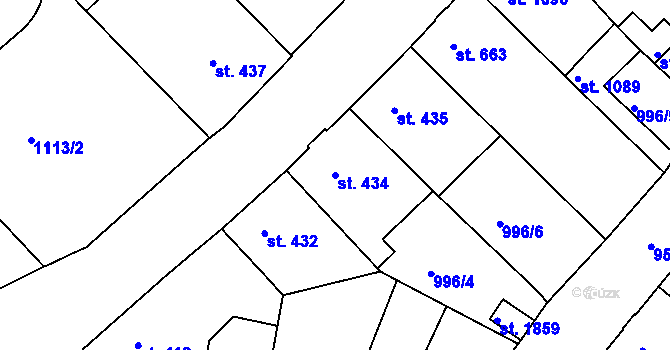 Parcela st. 434 v KÚ Náchod, Katastrální mapa