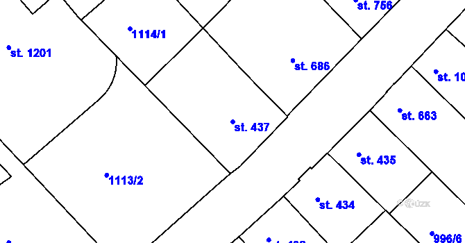 Parcela st. 437 v KÚ Náchod, Katastrální mapa