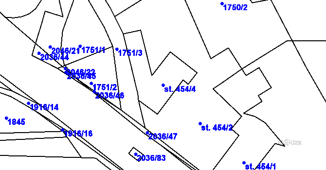 Parcela st. 454/4 v KÚ Náchod, Katastrální mapa