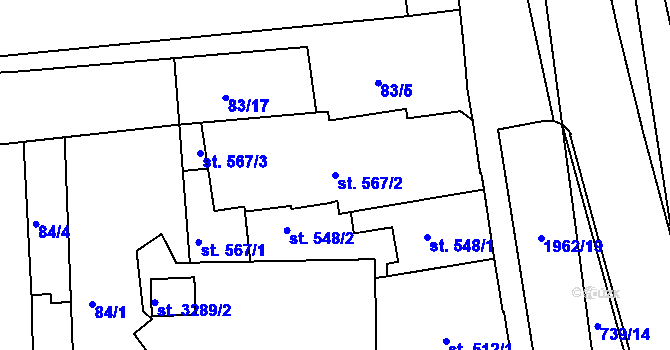 Parcela st. 567/2 v KÚ Náchod, Katastrální mapa