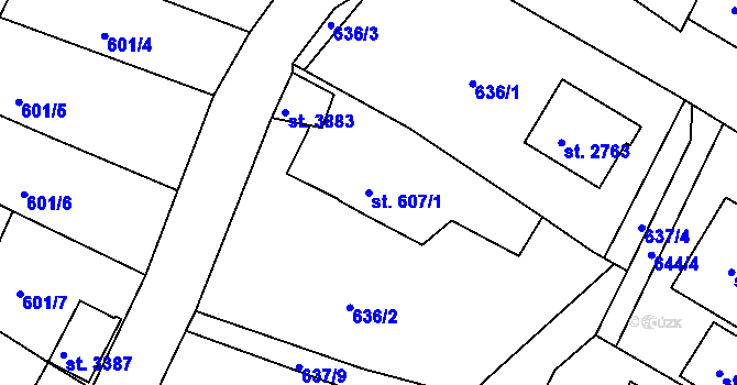 Parcela st. 607/1 v KÚ Náchod, Katastrální mapa