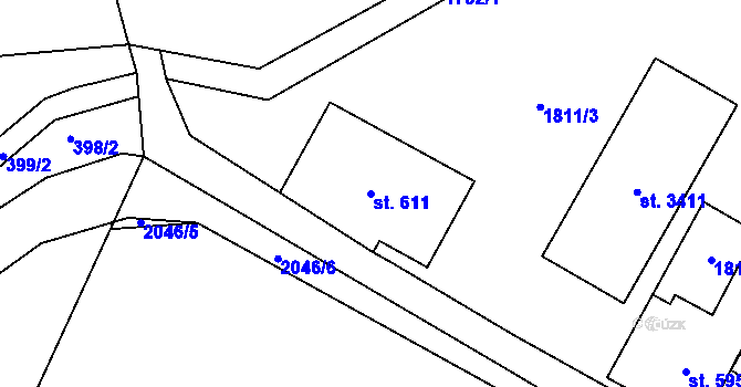 Parcela st. 611 v KÚ Náchod, Katastrální mapa
