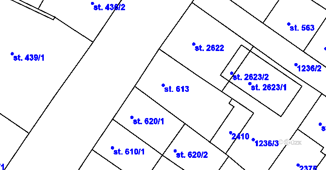Parcela st. 613 v KÚ Náchod, Katastrální mapa