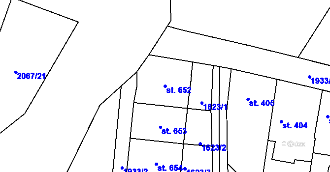 Parcela st. 652 v KÚ Náchod, Katastrální mapa