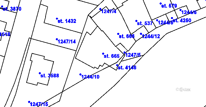 Parcela st. 665 v KÚ Náchod, Katastrální mapa