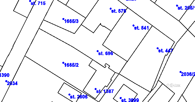 Parcela st. 696 v KÚ Náchod, Katastrální mapa