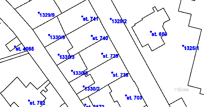 Parcela st. 739 v KÚ Náchod, Katastrální mapa