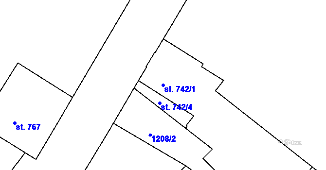Parcela st. 742/1 v KÚ Náchod, Katastrální mapa