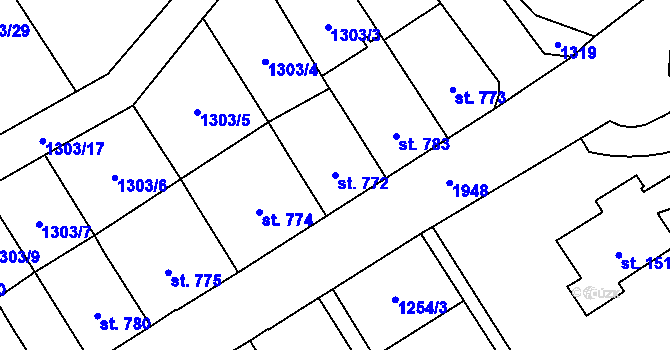 Parcela st. 772 v KÚ Náchod, Katastrální mapa
