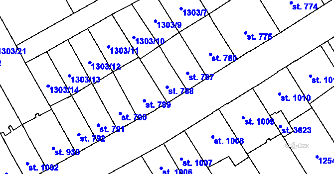 Parcela st. 788 v KÚ Náchod, Katastrální mapa
