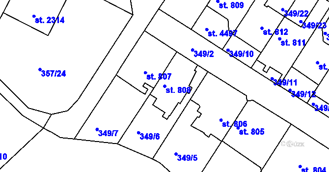 Parcela st. 808 v KÚ Náchod, Katastrální mapa
