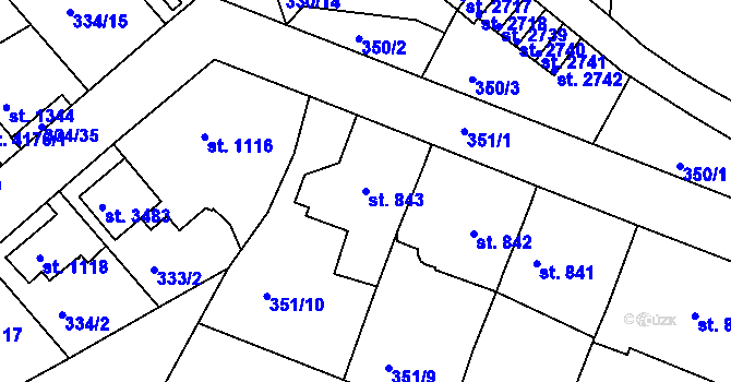 Parcela st. 843 v KÚ Náchod, Katastrální mapa