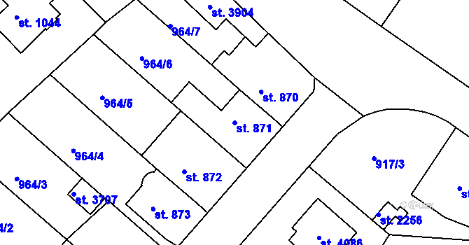 Parcela st. 871 v KÚ Náchod, Katastrální mapa