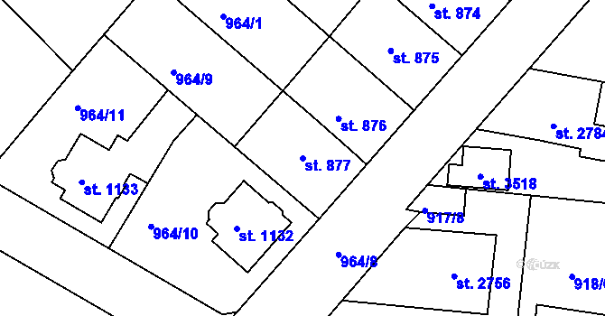 Parcela st. 877 v KÚ Náchod, Katastrální mapa