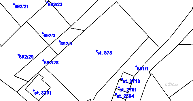 Parcela st. 878 v KÚ Náchod, Katastrální mapa
