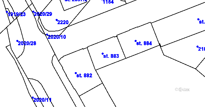 Parcela st. 883 v KÚ Náchod, Katastrální mapa