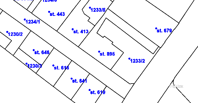 Parcela st. 895 v KÚ Náchod, Katastrální mapa
