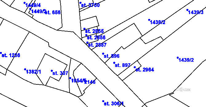 Parcela st. 896 v KÚ Náchod, Katastrální mapa