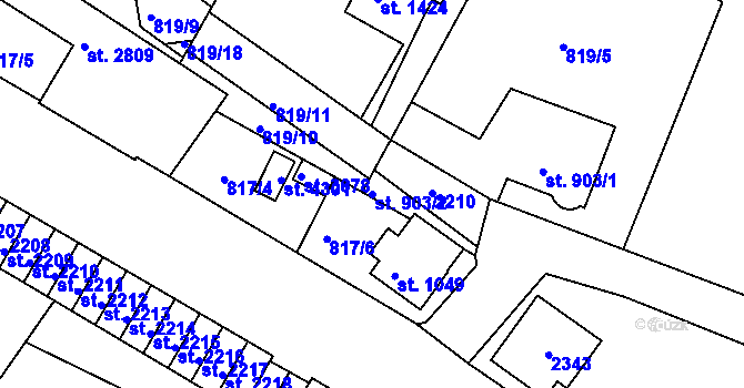 Parcela st. 903/2 v KÚ Náchod, Katastrální mapa