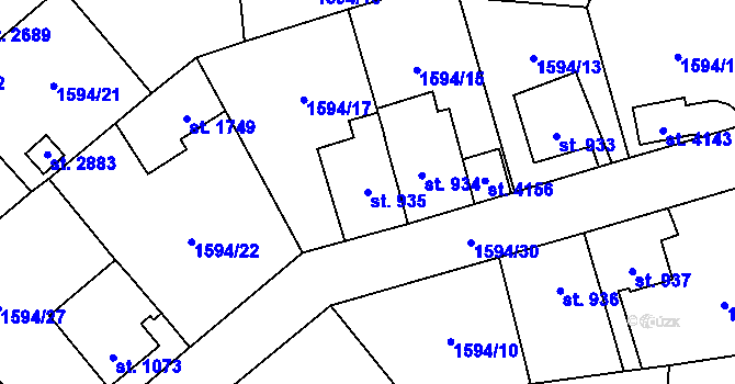 Parcela st. 935 v KÚ Náchod, Katastrální mapa