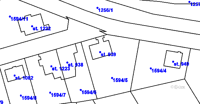 Parcela st. 939 v KÚ Náchod, Katastrální mapa