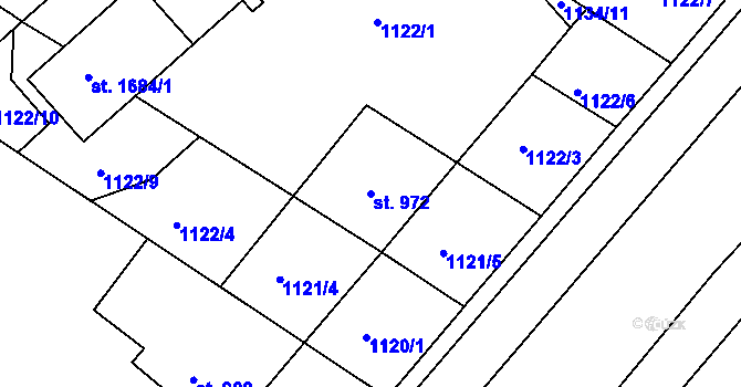 Parcela st. 972 v KÚ Náchod, Katastrální mapa