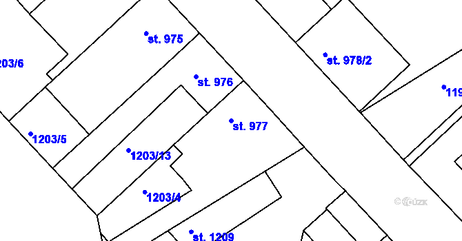 Parcela st. 977 v KÚ Náchod, Katastrální mapa