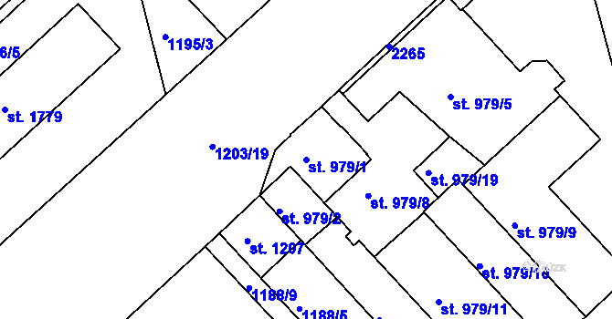 Parcela st. 979/1 v KÚ Náchod, Katastrální mapa