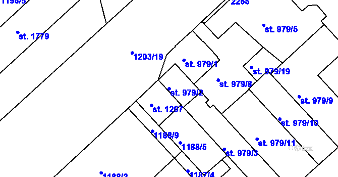 Parcela st. 979/2 v KÚ Náchod, Katastrální mapa